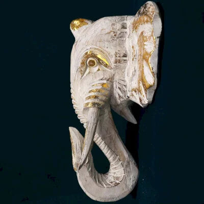 Grande Tête d’Éléphant 🐘✨Or & Blanc