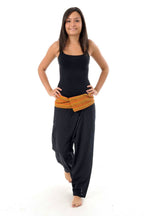🌀 Pantalon mixte Fisherman – Thaïlande Noir avec Rayure Orange 🌾