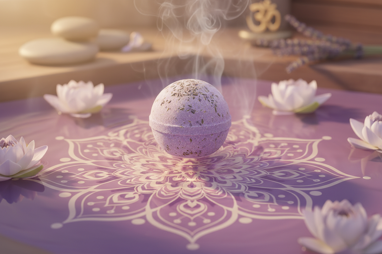 moini boule de bain lavande , bain , zen , namasté , mandala , bien être 