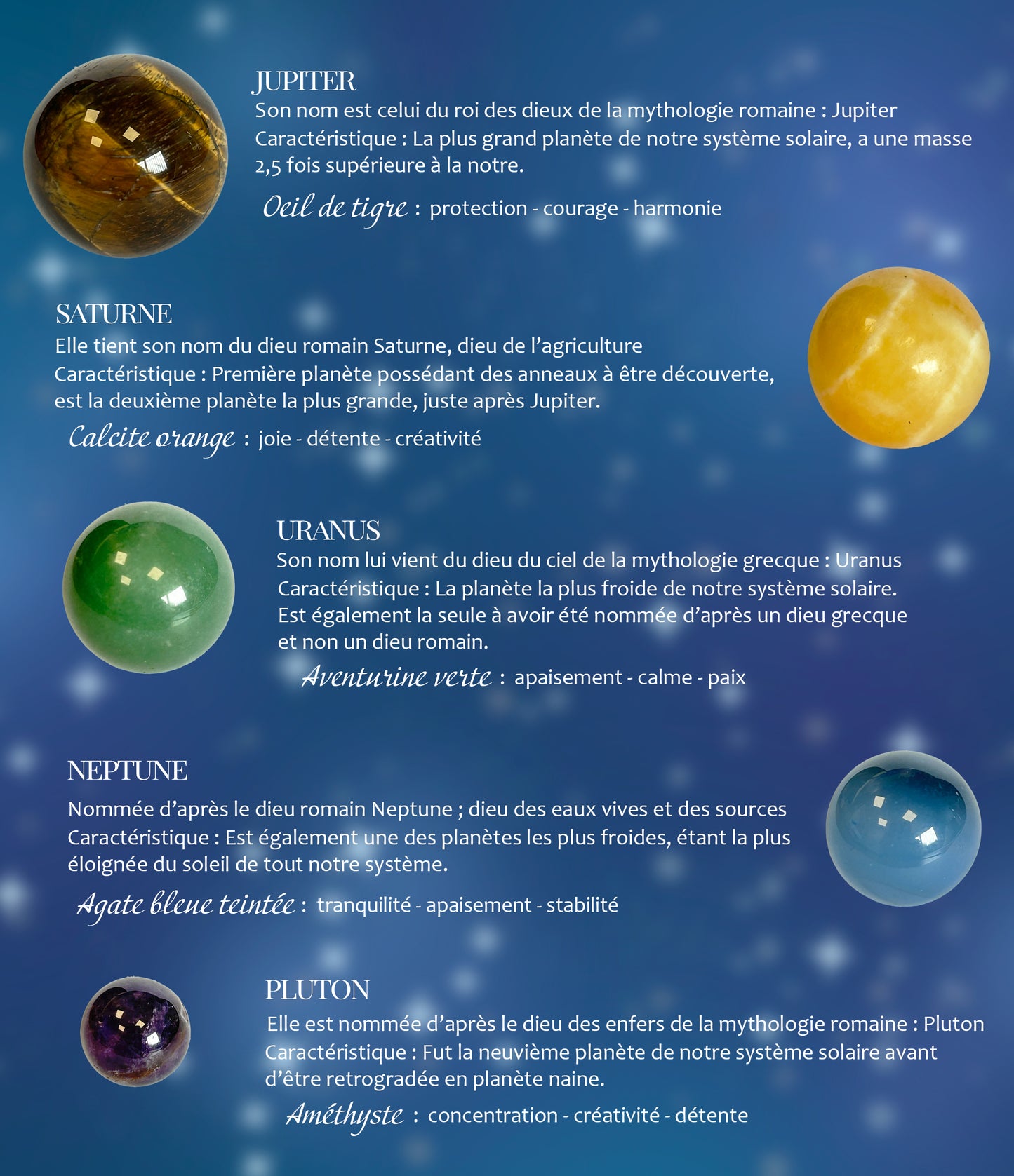 🌌 Coffret Sphères Planètes – 9 pierres naturelles (10 à 25 mm)