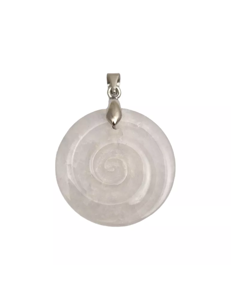 🔗 Pendentif Spirale Celtique – Cristal de Roche