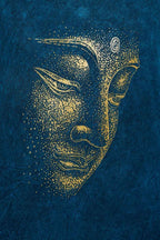 🧘 T-shirt Manches Courtes Bleu Stonewash — Bouddha Or