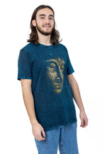 🧘 T-shirt Manches Courtes Bleu Stonewash — Bouddha Or