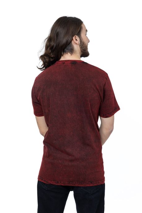 🐘 T-shirt Manches Courtes Stonewash Rouge — Ganesh Doré