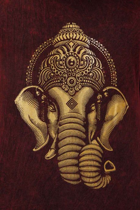 🐘 T-shirt Manches Courtes Stonewash Rouge — Ganesh Doré