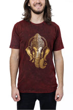 🐘 T-shirt Manches Courtes Stonewash Rouge — Ganesh Doré