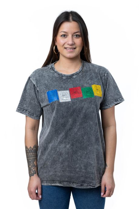 🕊️ T-shirt Unisexe Stonewash – Drapeaux de Prière Népalais 🌾 XL-44