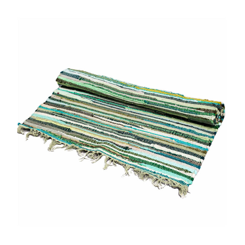 🟢 Petit Tapis Artisanal Premium – Verts Naturels