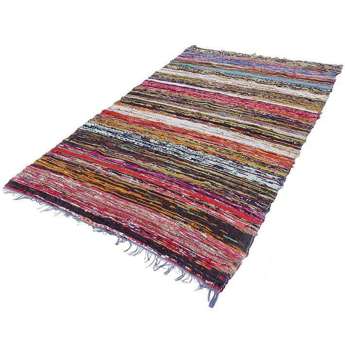 💖 Tapis Bohème en Coton Recyclé – Rouge Énergie